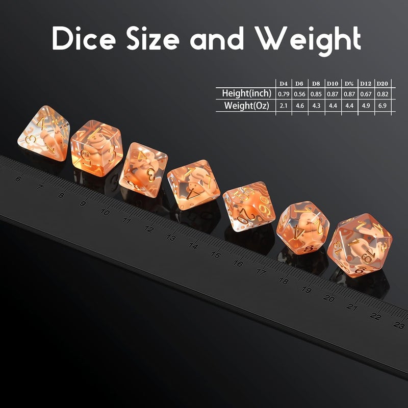 DNDND Capybara DND Dice Set with Cute Animal Inside - 7PCS Hand Made Polyhedral Resin Dice for Dungeons and Dragons RPG Games with Gold Numbers, Unique Collector Dice in Velvet Bag Gift for Gamers - Image 5